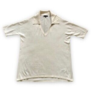Lafayette 148 New York Off-White Cashmere Silk Blend Knit Top Size Medium